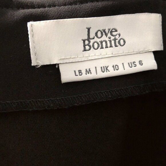 Love, Bonito Solid Black Ruffled Pleated Overlay Wide-Leg  Jumpsuit 6 - Picture 3 of 10